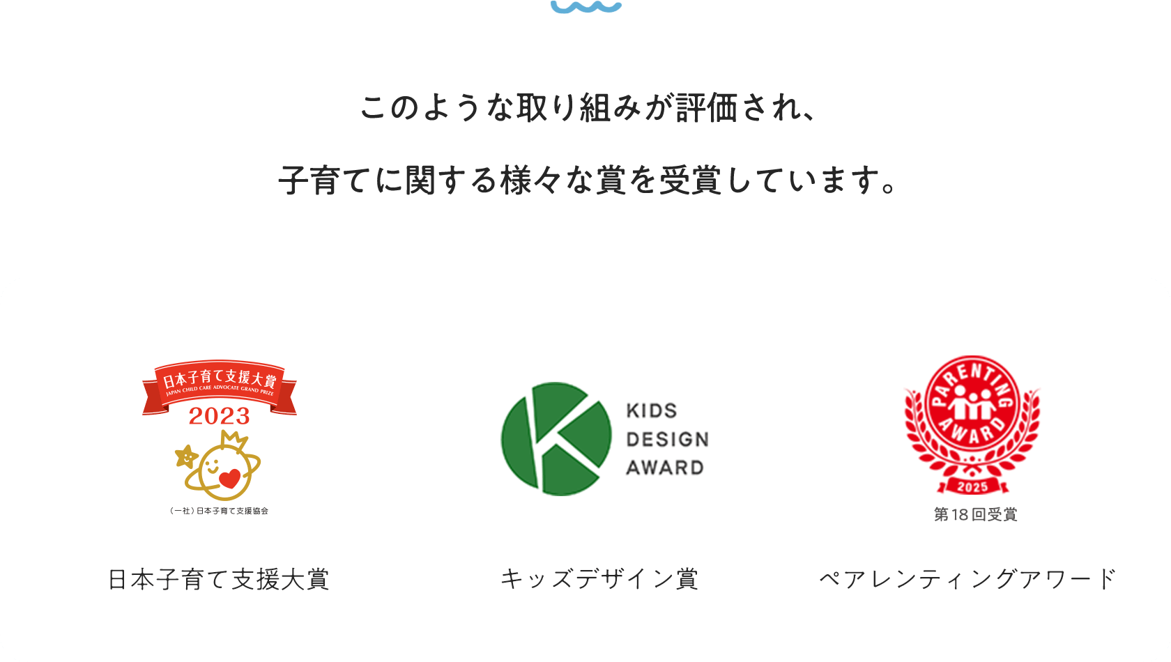 このような取り組みが評価され、子育てに関する様々な賞を受賞しています。