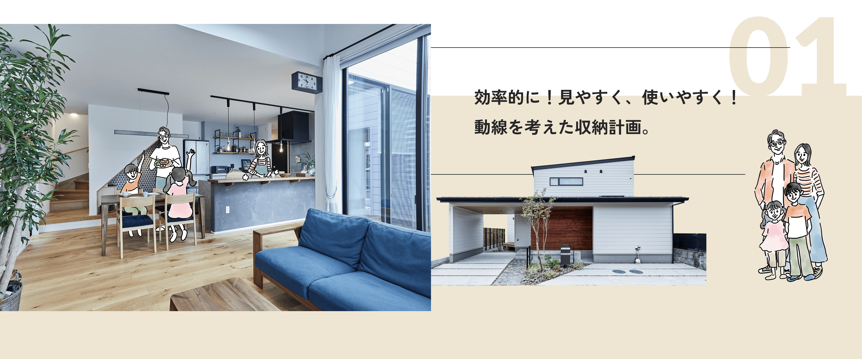 01 効率的に！見やすく、使いやすく！導線を考えた収納計画。