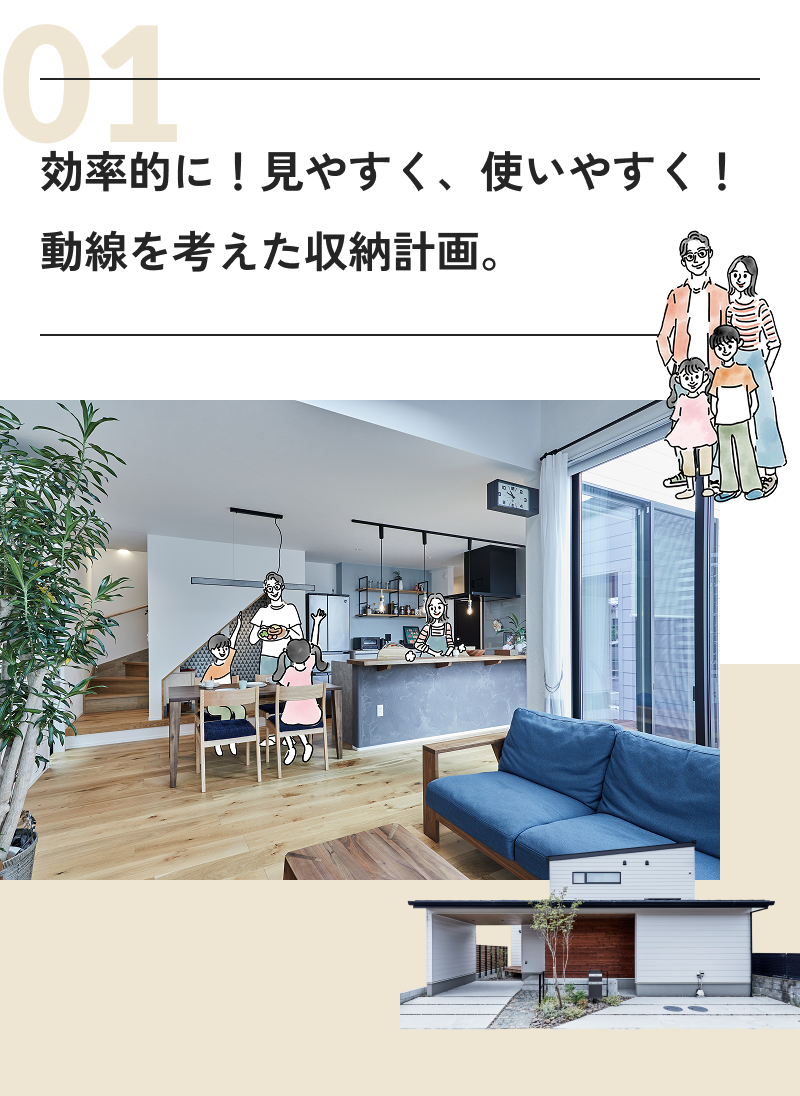 01 効率的に！見やすく、使いやすく！導線を考えた収納計画。